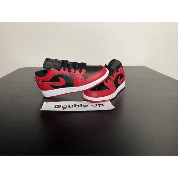 Nike Air Jordan 1 Low Reverse Bred Black Red White Kids GS Size 4.5Y 553560-606